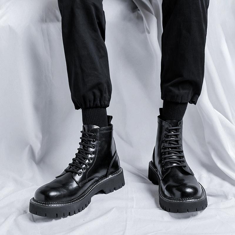 Мужские ботинки из ПУ средней высоты на шнуровке — фото 5