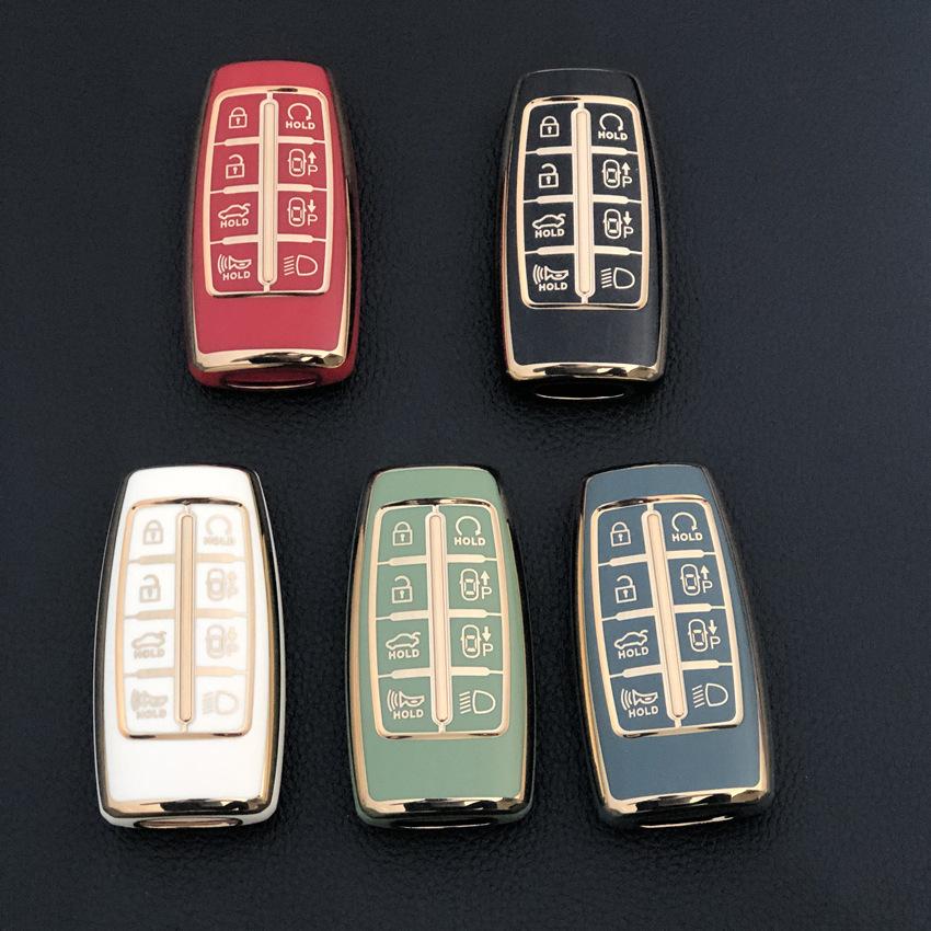 Car TPU Key Case Cover Holder for Hyundai Genesis GV70 GV80 GV90 2020 2021 2022 Key Shell Ring Protective Accessories