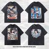 Direct Spray Bottoming Shirt Loose Short Sleeve 230 Cotton Couple Retro Washed Animation Trendy Brand Printing Gtkpa Casual