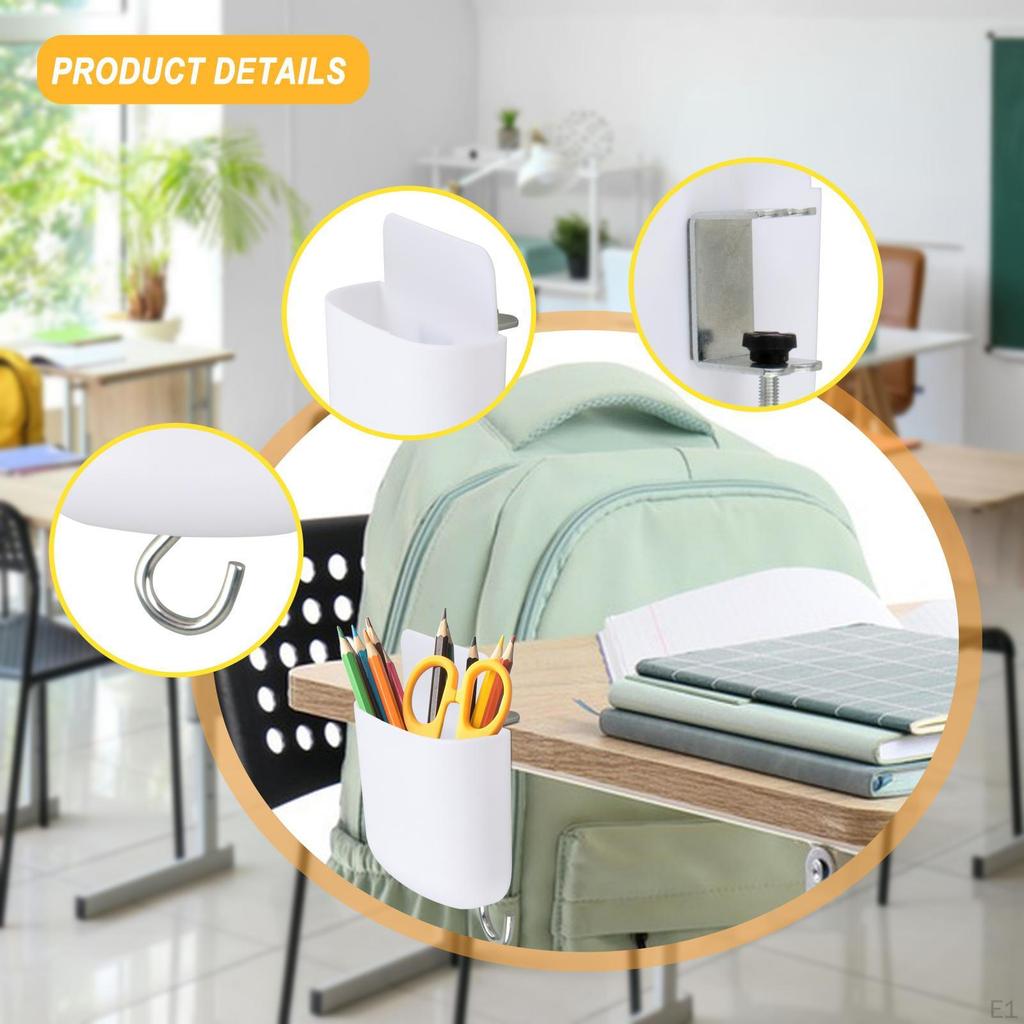 Desk Mount Bag Holder Handbag Hanger with Pencil High Strength Clamp On Hook Schoolbag