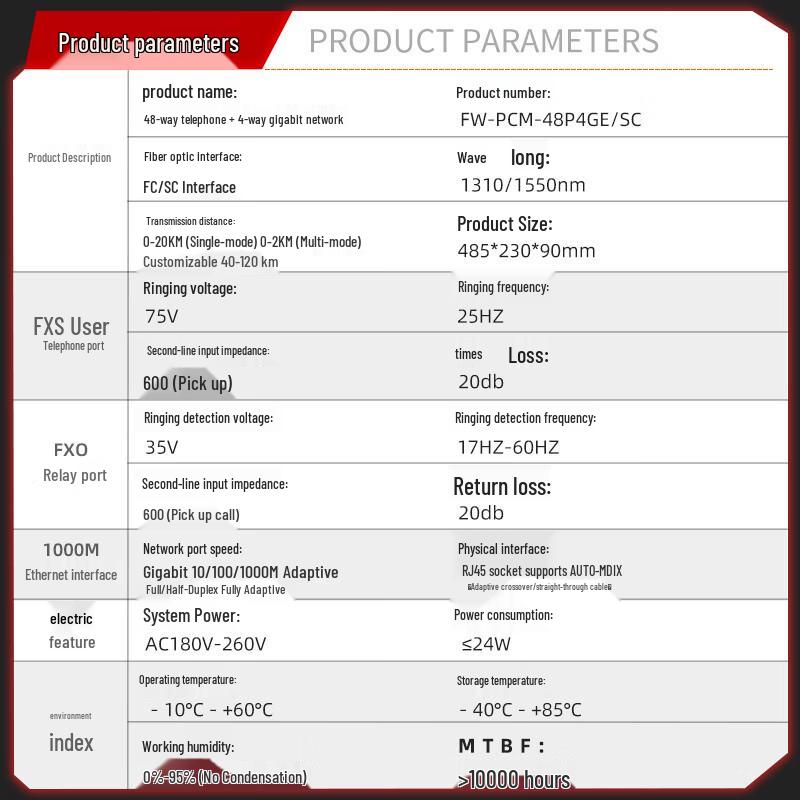 PCM Voice Telephone Optical Transceiver