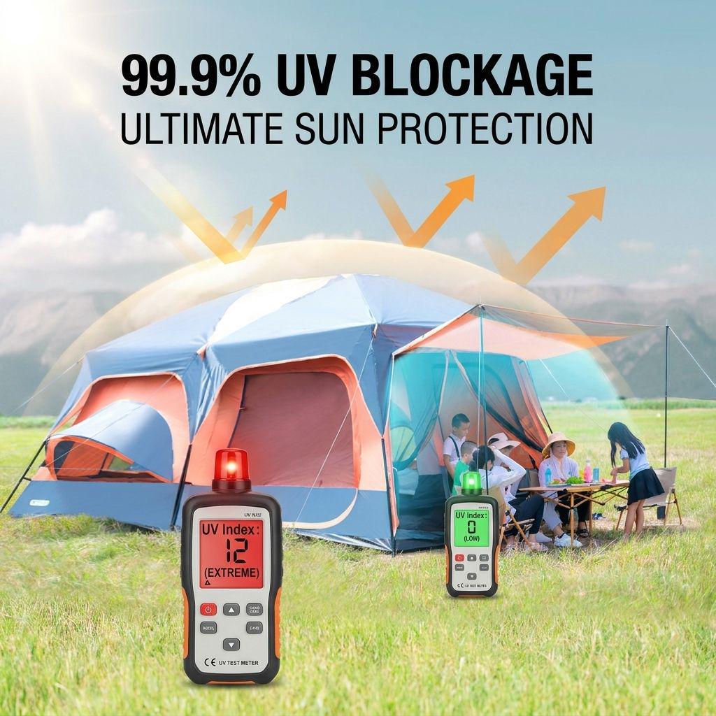 Double-Layer Ridge Tent: Outdoor Camping Tent with Two Bedrooms, Living Room, Sunshade, and Expandable Space
