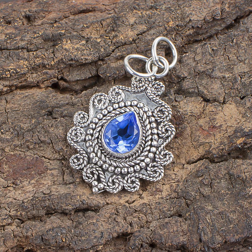 Tanzanite Handmade Gemstone Pendant, 925 Solid Sterling Silver Pendant Antique Jewelry, Pendant For Engagement Gift