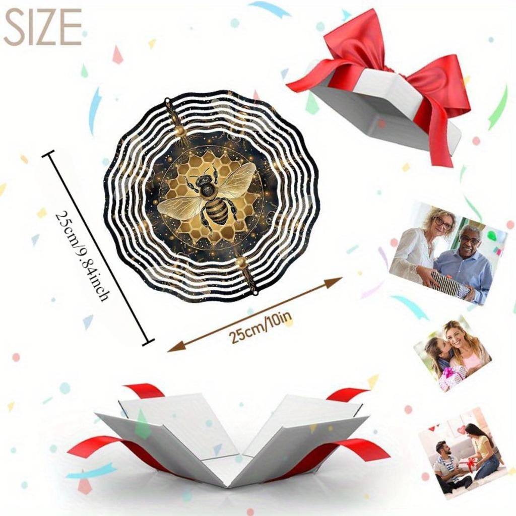 Brave & Beautiful Bee-Themed Wind Chime - Weatherproof 3D Kinetic Art for Garden, Patio, or Outdoor Decor with 360° Rotating Hook - Unique