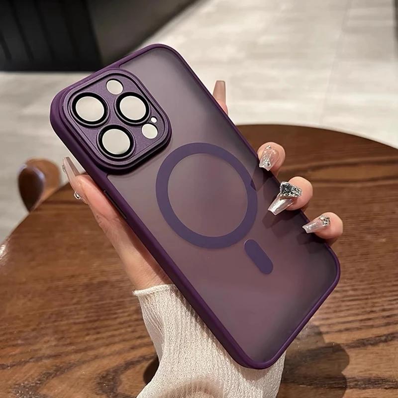 Luxury Magsafe Matte Transparent Phone Case For iPhone 11 12 13 14 15 16 Pro Max Plus Magnetic Clear Bumper Cases Cover