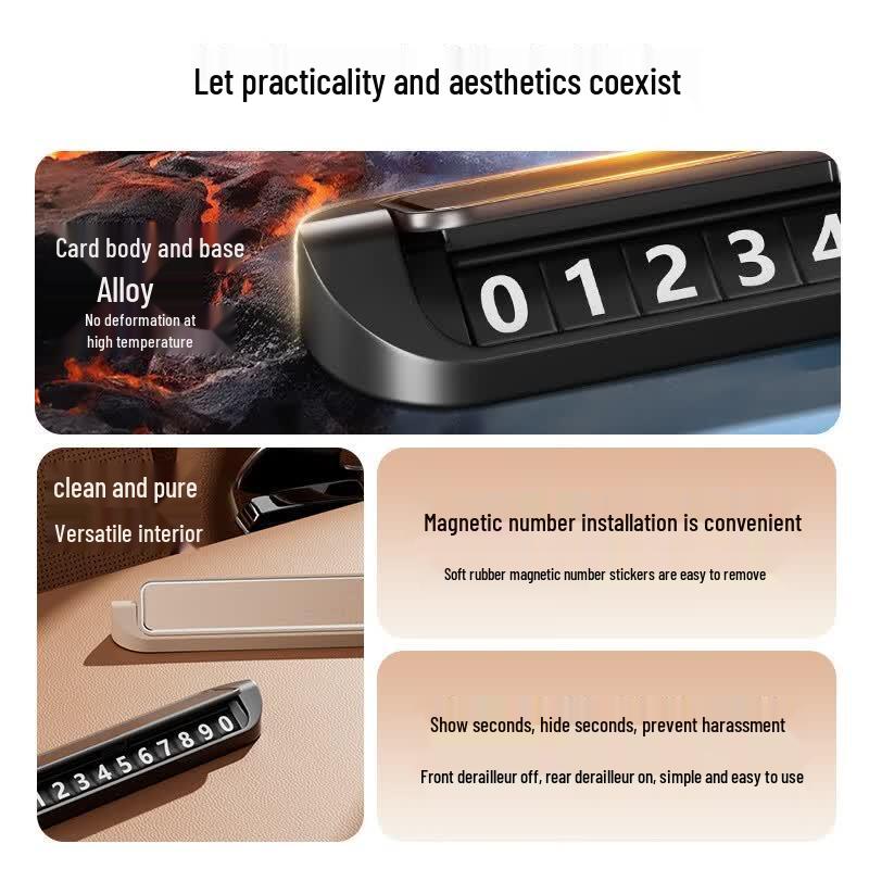 Aluminum Alloy Hidden Temporary Car Parking Phone Number Plate