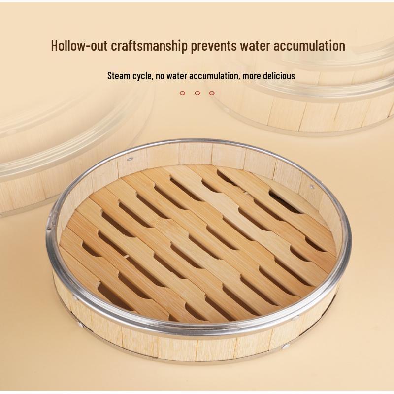 Jinxu Stainless Steel Edged Bamboo Steamer