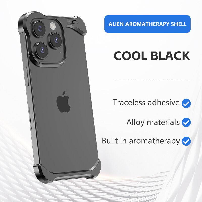 Luxury Irregular Aluminum Alloy Shockproof Phone Case for Apple iPhone 17 Pro Max/17 Air/ 16 Plus/ 15 Pro - Reinforced Bumper with Aromatherapy Design