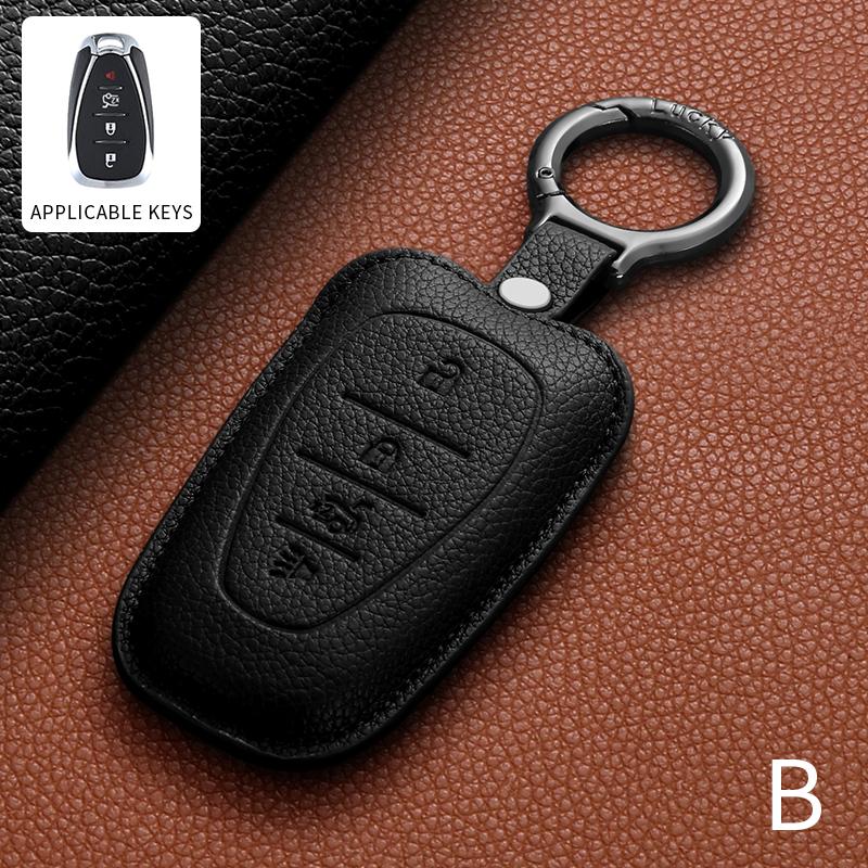 Leather Car Smart Remote Key Case Cover For Chevrolet 2017-2022 Chevy Malibu Camaro Cruze Traverse Spark Sonic Volt Bolt Equinox