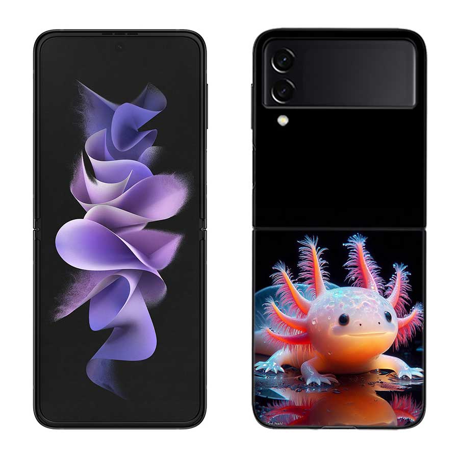 Smiling Salamander Phone Case For Samsung Z Flip 7 6 5G Galaxy Z Flip 5 4 3 Black Hard Cell Cover Luxury PC Shell Coque