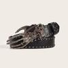 Gothic Skull Claw Buckle Belt Metal Riveted Leather Waist Belt Y2K Rock Streetwear Waistband For Men Women