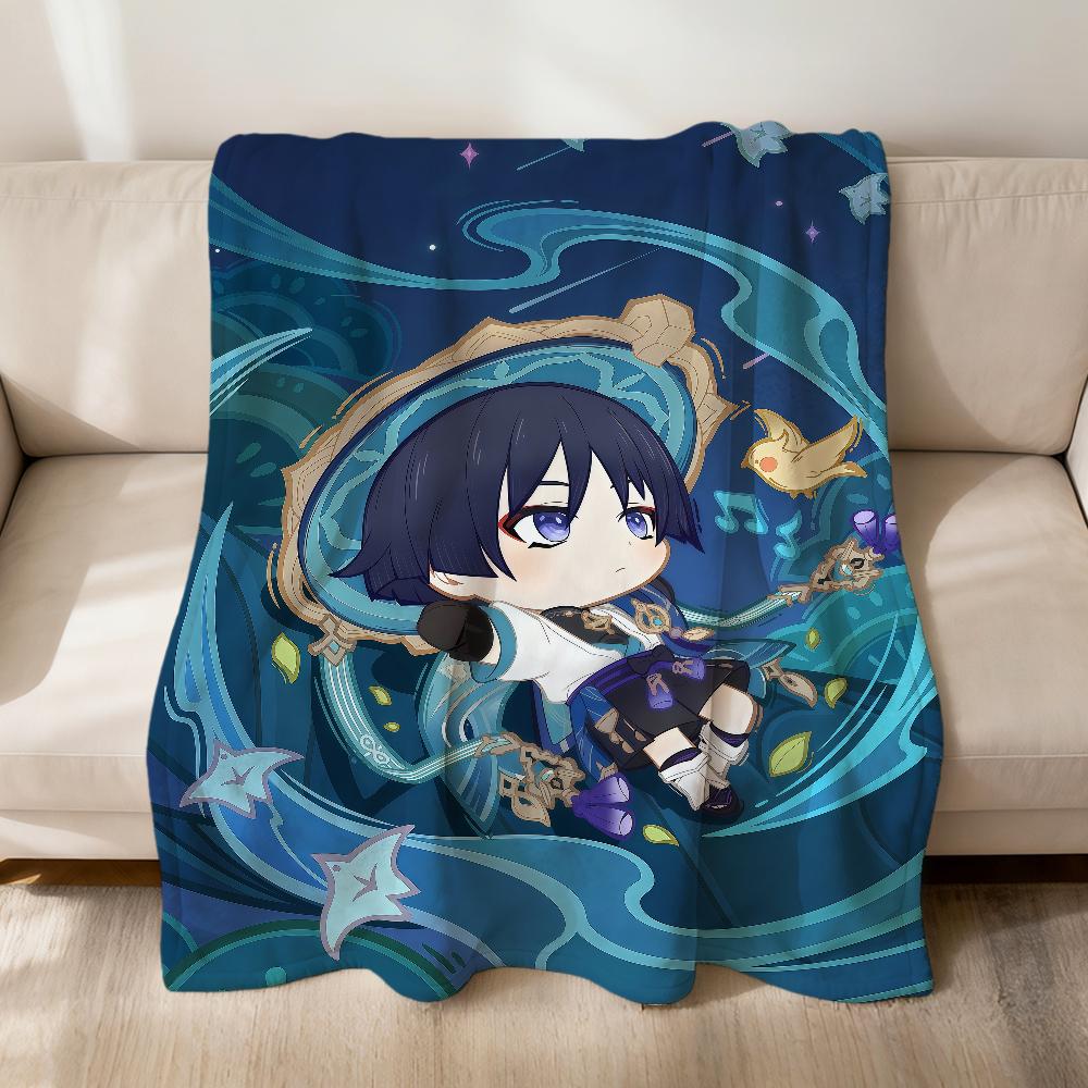 Game Lumine Genshin Impact Diluc Chibi Flannel Soft Warm Plush Blanket Sofa Living Room Pet Hogar Bedroom Gift Home Car Portable