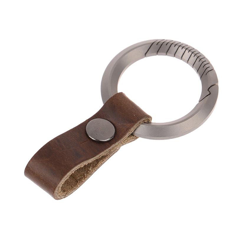 Titanium Alloy Leather Waist Belt Buckle Keychain Car Pendant Edc Outdoor Tool Men Women Luxury Accessories Gifts