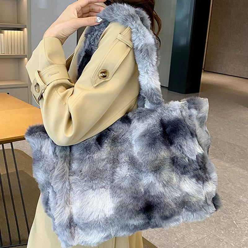 Autumn large-capacity plush bag new women's bag fashionable high-value shoulder bag tote bag for women