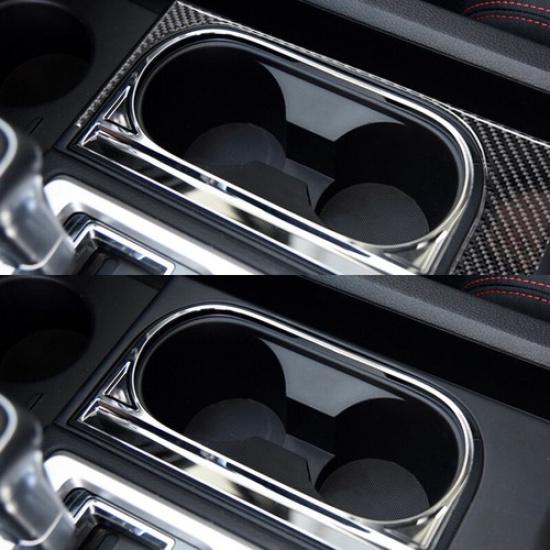 Soft Carbon Fiber + Rubber Car Center Cup Holder Panel Cover For Tundra 2014-18