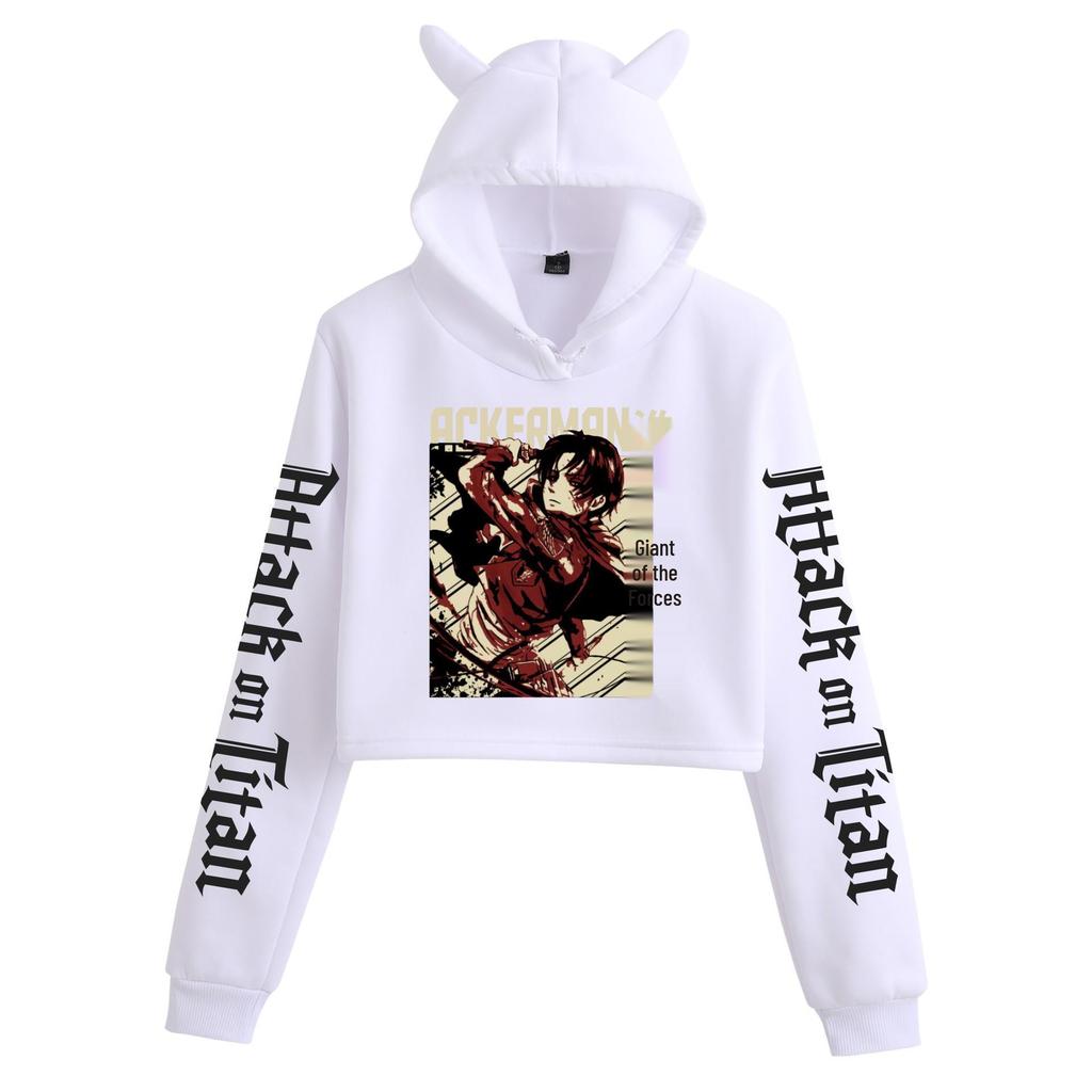 Attack on Titan Women's Cat Ear Crop Hoodie