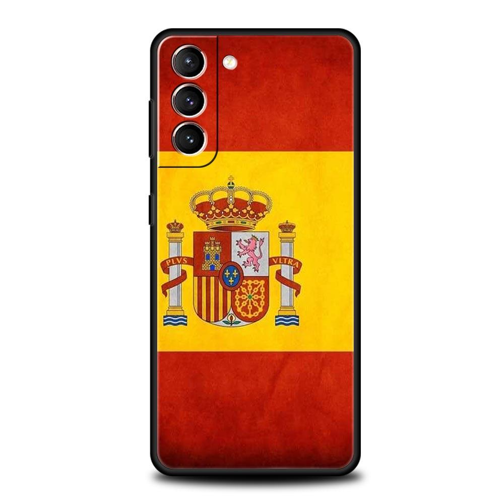 

spain flag Phone Case For Samsung Galaxy S25 S24 S23 FE S22 Ultra S20 S21 5G S10 Plus S10E Soft Black Cover Samsung S24 FE