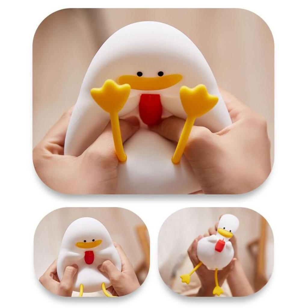 New Adorable Cute Cartoon Duck Theme Animals Silicone Design LED Night Lights - USB Colorful Bedside Lamp with 3 Levels of Dimmi