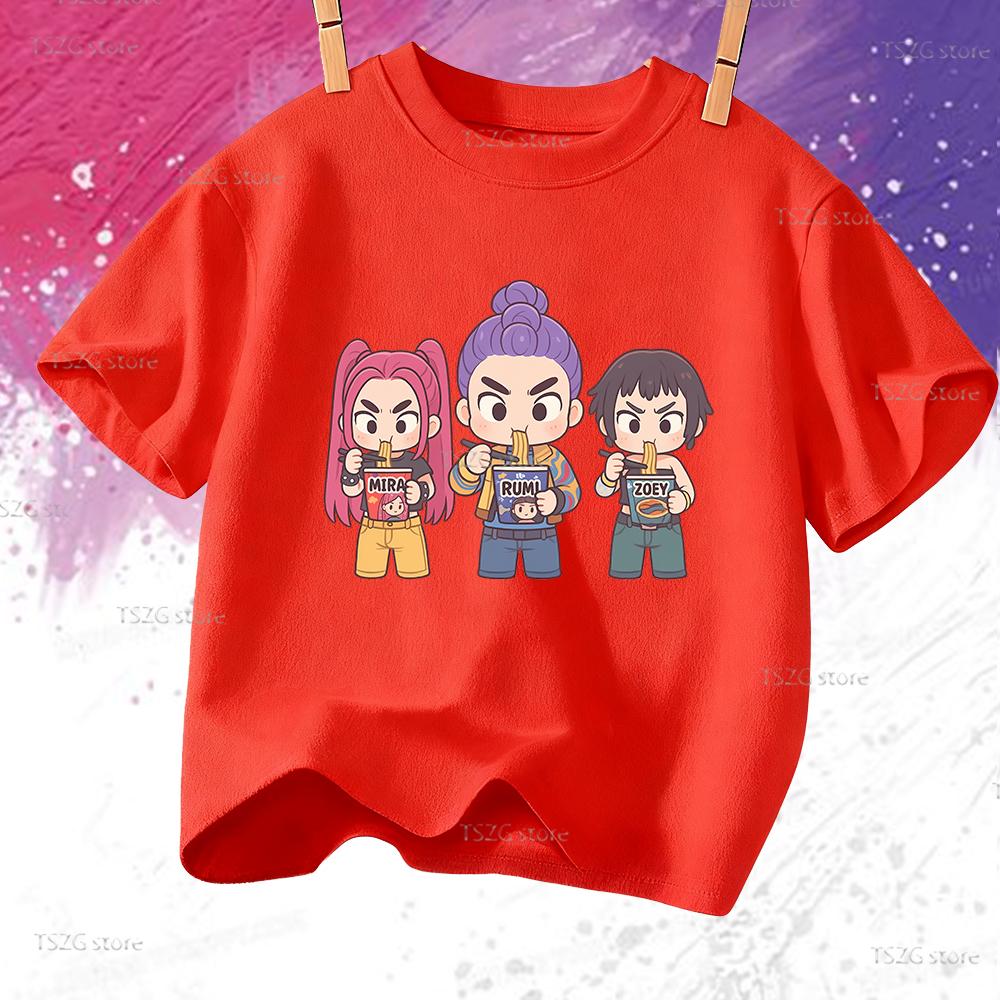 Boys Tee Girl Clothes Movie Cartoon Kid T-shirt KPop Demon Hunters Print Fashion Casual Summer Short Sleeve Tops