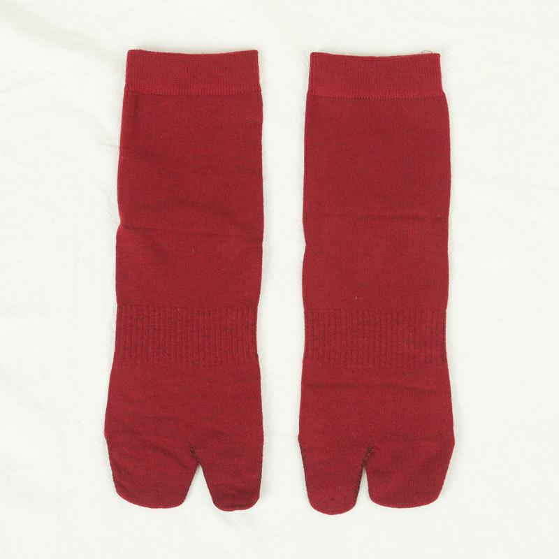 Calcetines de mujer hasta la pantorrilla con dos dedos divididos, color liso, estilo japonés, finos, diseño de pezuñas de cerdo