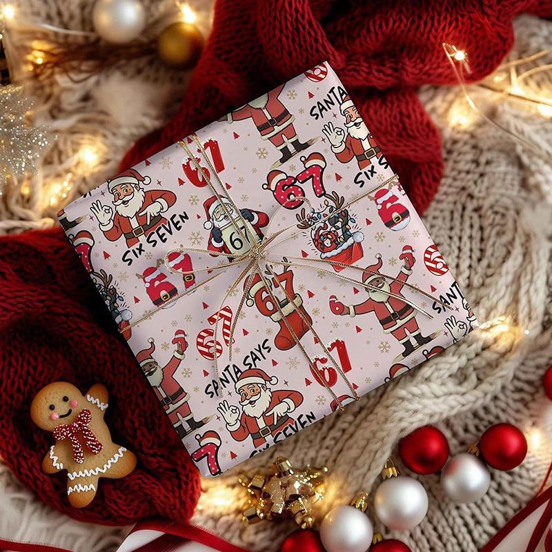 67 Christmas Wrapping Paper, 6 7 Wrapping Paper, 67 Funny Christmas Gift Wrap For Kids, Santa 67