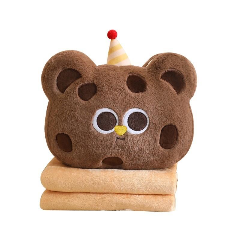Bear Plush Cartoon Toy Pillow Blanket 2in1 Comfy Cushion Office Nap Gift Teens