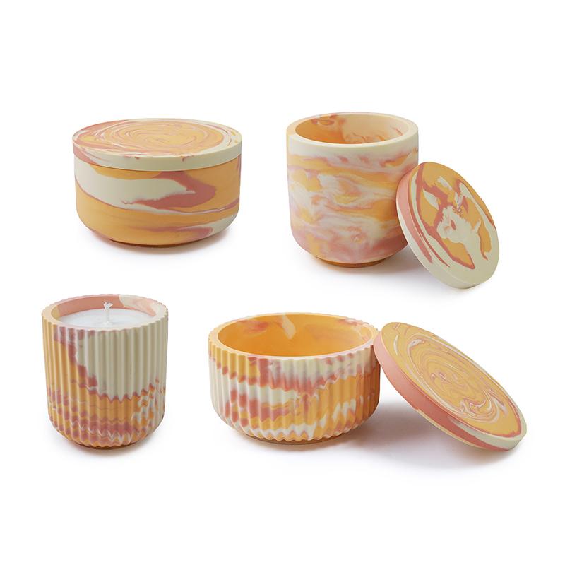 Smooth Covered Jar Gypsum Cement Mold Striped Candle Cup Silicone Mold Mirror Drip Mold