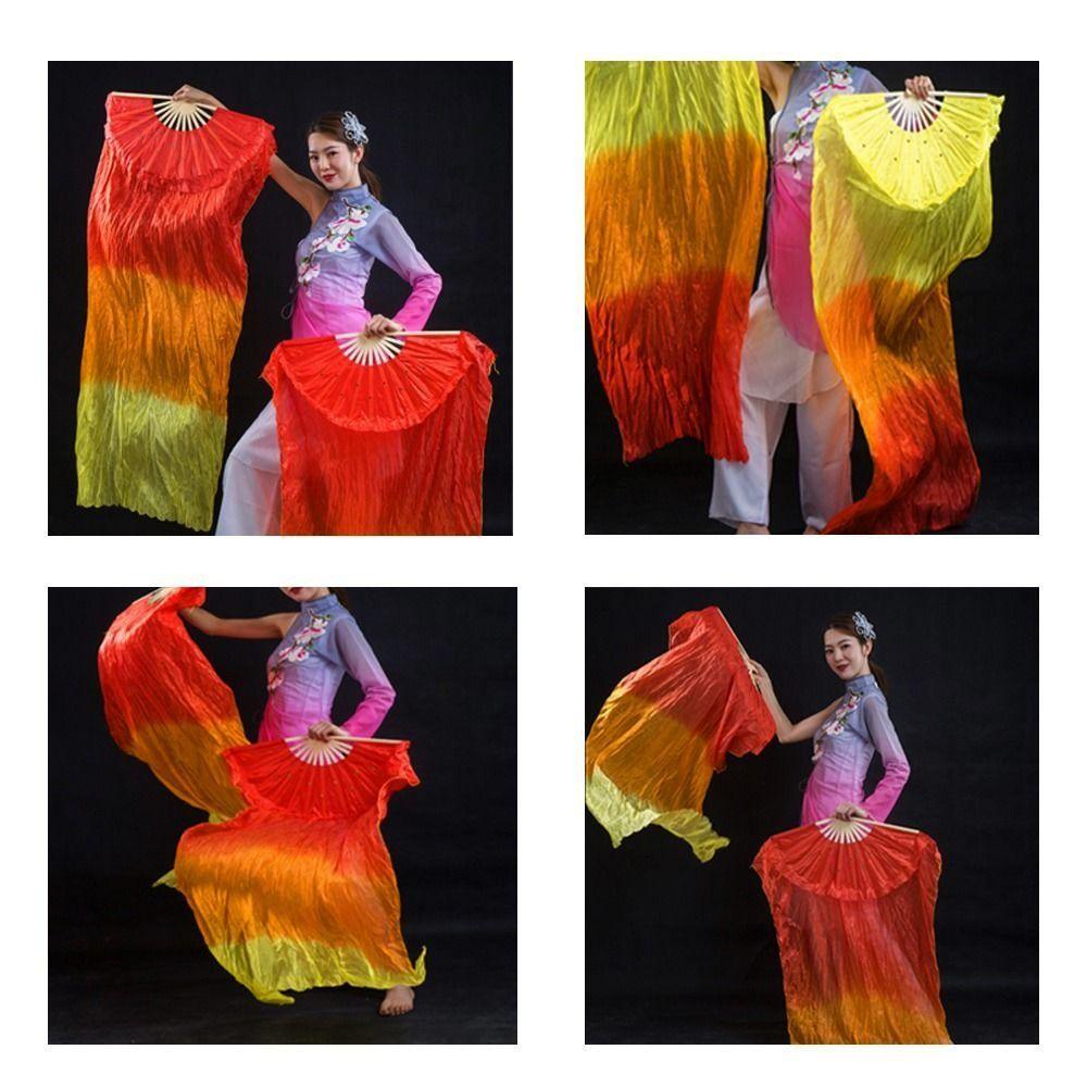 120cm Length Practice Dancer Tool Multicolors Square Dancing Belly Dancing Fan For Kid Women