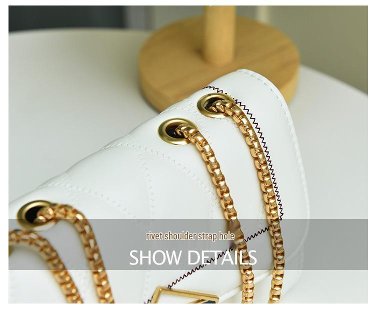 Women's Diamond Pattern Embroidered Chain Crossbody Bag