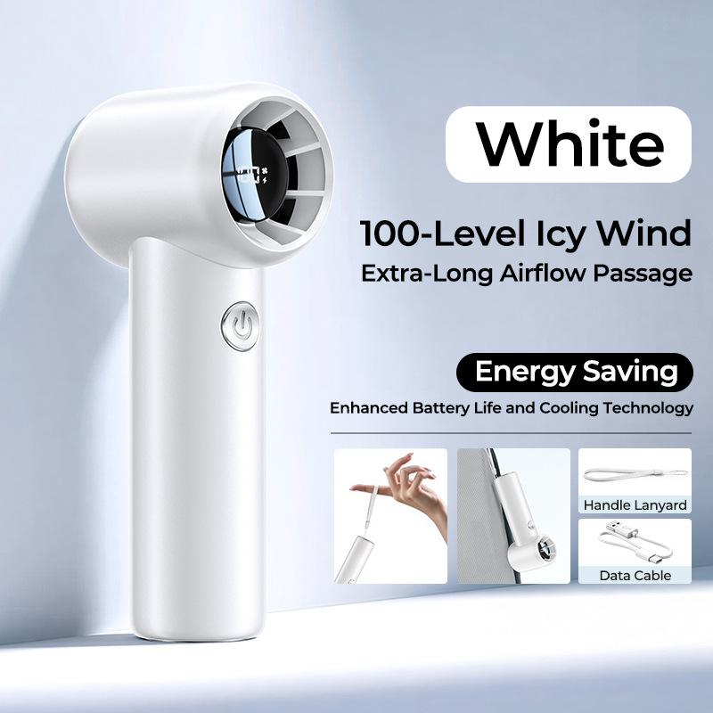 High Speed Turbo Fan Portable Handheld USB Rechargeable with Digital DisplayCooling Fan for Camping Outdoor Office