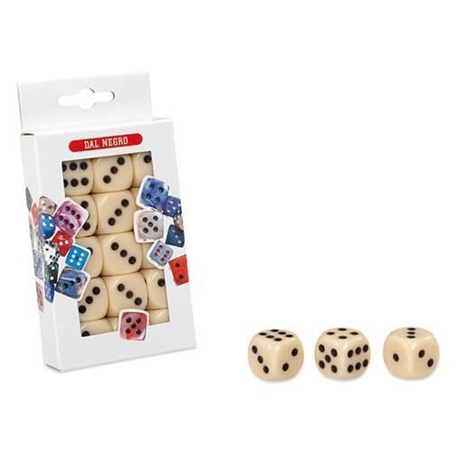 Jeu de dés - DAL NEGRO - 15 pièces - 2,2 cm - Blanc/Noir - Mixte