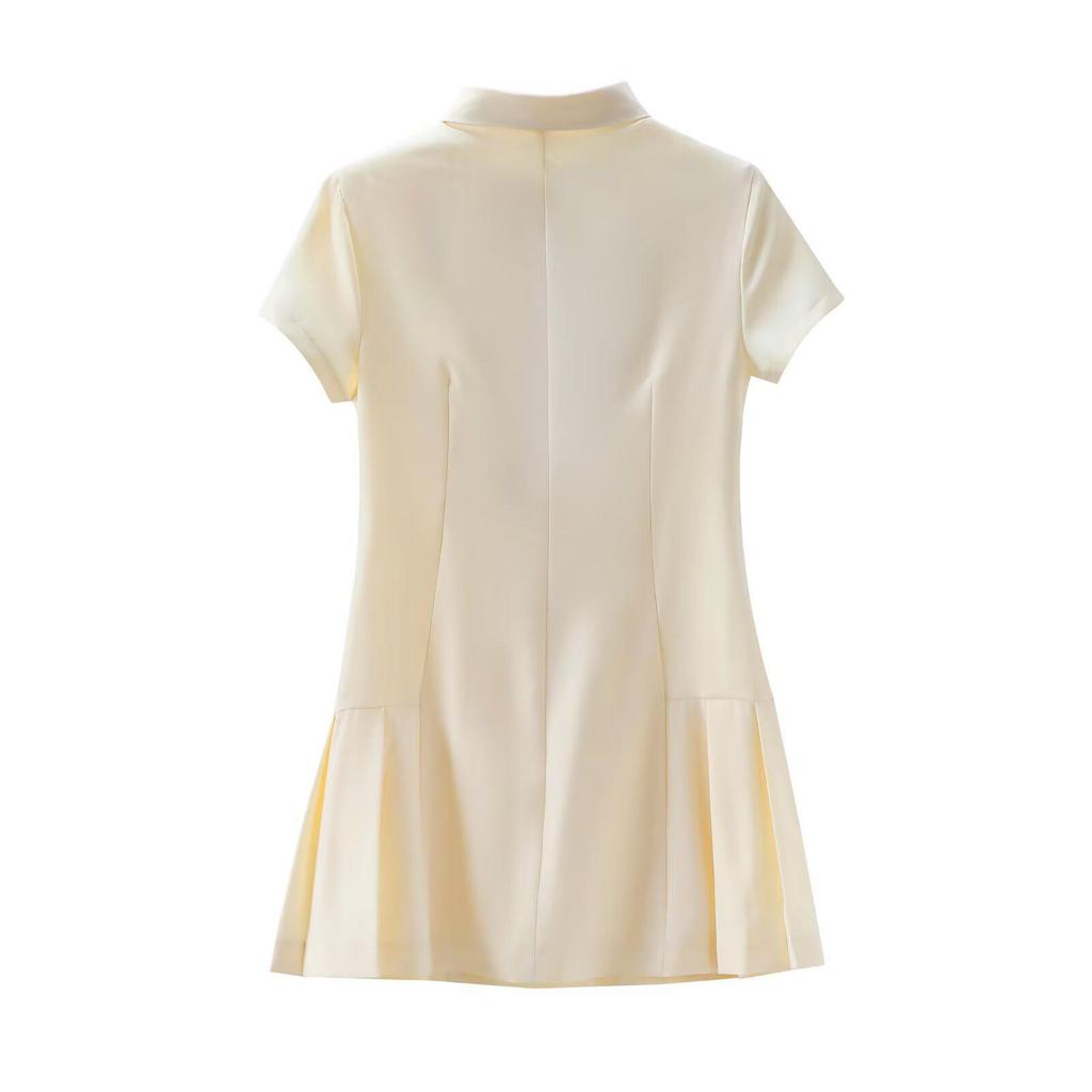2025 Summer Women's Shirt-Style Commuting Mini Dress - European & American Design, Short-Sleeve.