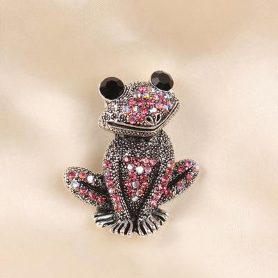 Diamond-Studded Frog Toad Brooch Fashion Animal Pin Vintage Style Brooch