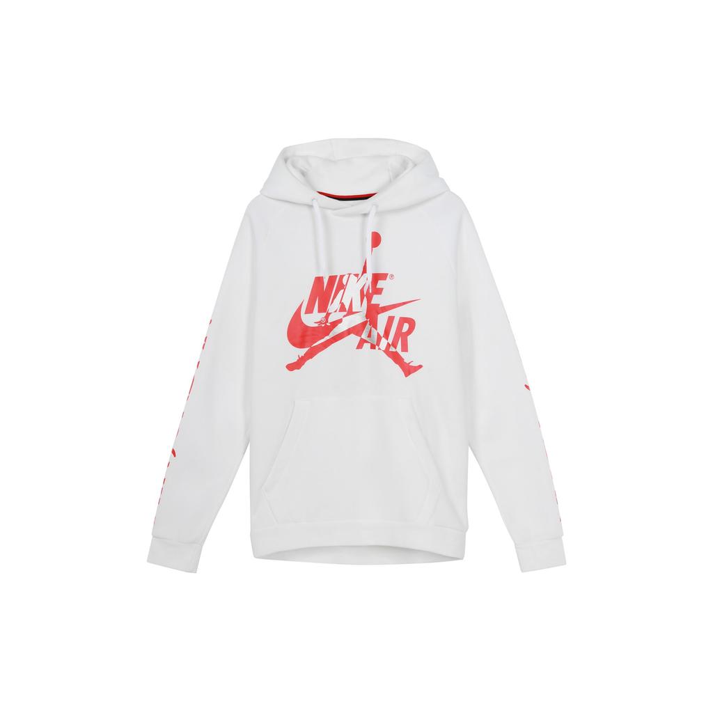 Jordan Jumpman Classics Logo Print Thickened And Fleece Lined Thermal Pullover Hooded Sweatshirt Men's White BV6011-100