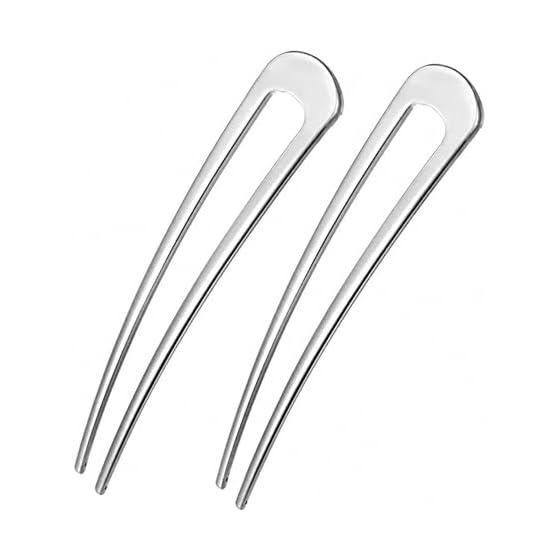 COMFORTIS U-Shaped Hairpin Set, 2-Piece Simple Hair Stick for Updos, Kimono, Yukata, Everyday Wear, Silver