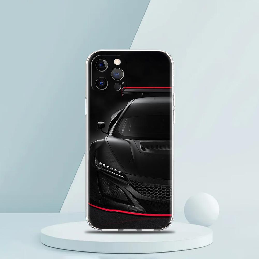 Cool Sports Black Car Phone Case for iPhone 16 15 14 13 12 Pro Max Cover Transparent for iPhone 11 Pro Max 7 8 Plus XS XR Bags