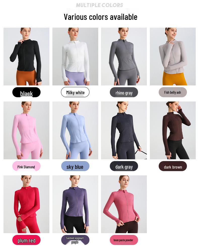 Women's Slim Fit Quick-Dry Zip-Up Yoga Top - Long Sleeve & Bare Feel