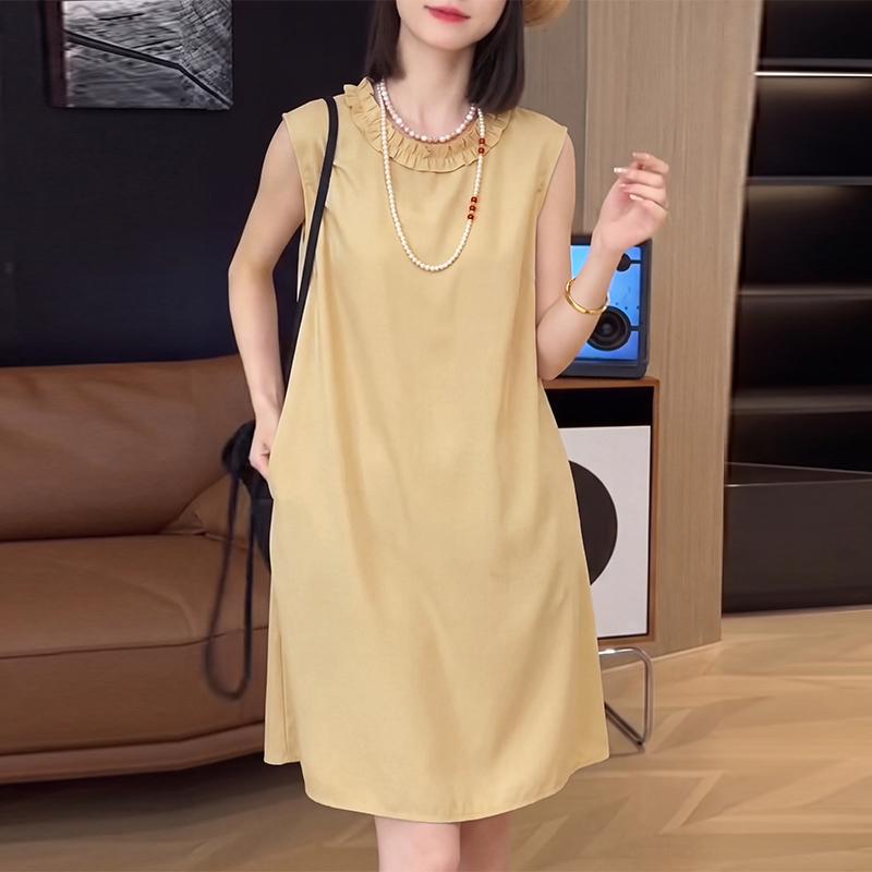 ZANZEA Women Casual Round Neck Solid Color Summer Sleeveless Dress