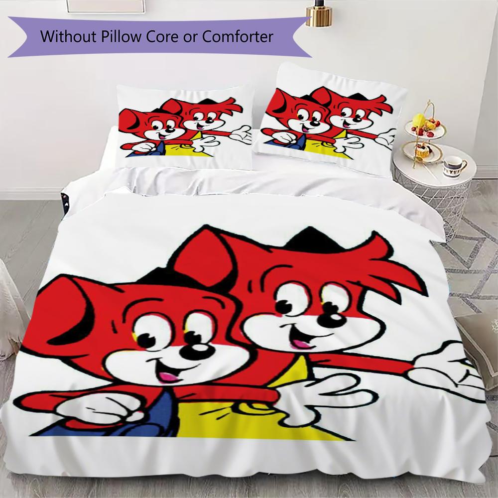 Literie motif Fix und Foxi, Ensemble couette Housse de couette Taie d'oreiller Cadeau d'anniversaire pour la maison(1 housse de couette + 2 taies d'oreiller, sans garniture.)_lx