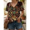 New Colorful Plaid Patchwork 3D Print T-Shirts Women's V-Neck Short Sleeve T Shirt Y2k Harajuku Tees Casual Tops Female Clothing