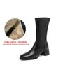 Krazing Pot Microfiber Autumn Winter Shoes Thick Med Heels Size 43 Chelsea Boots Apricot Zipper Mid-calf Boots