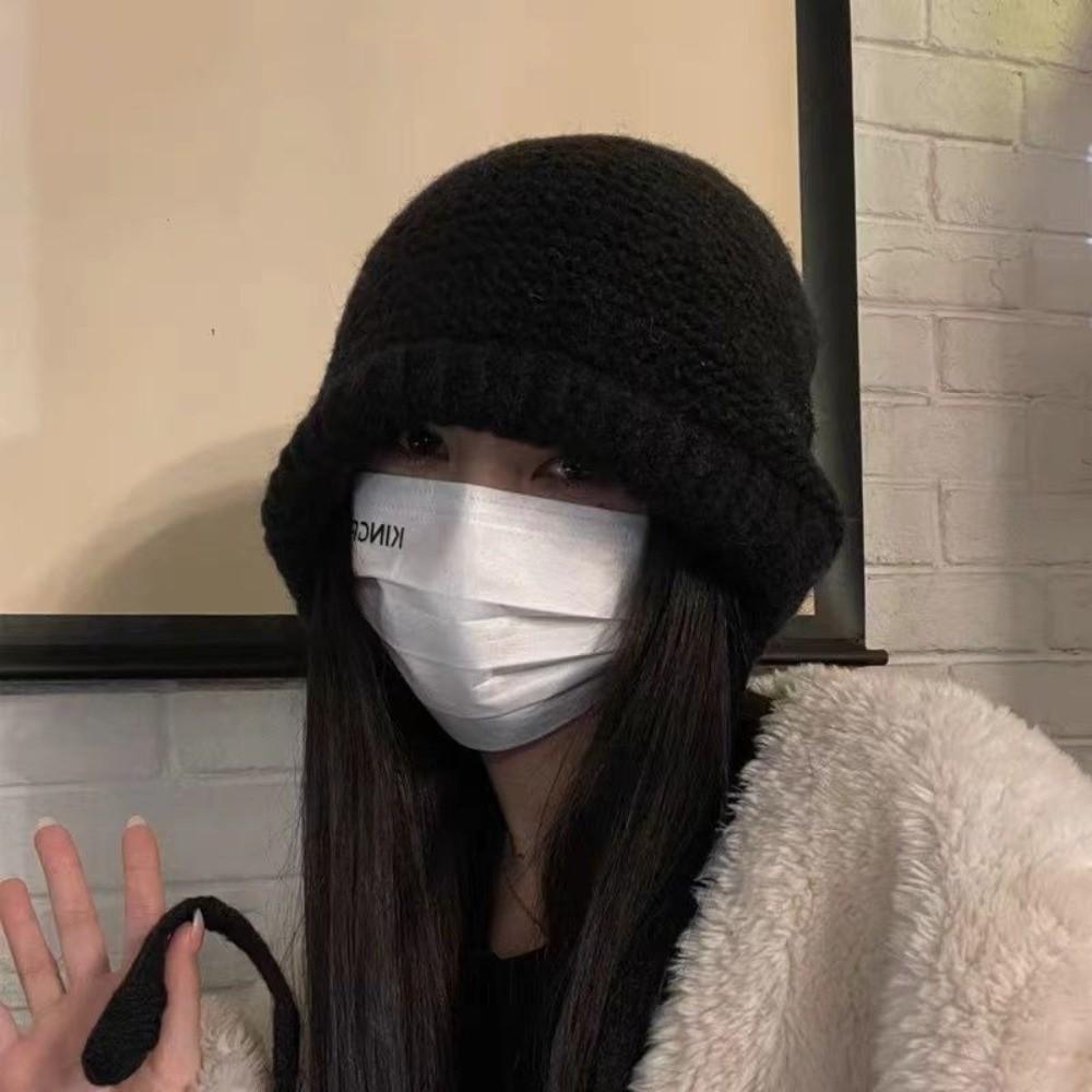 Windproof Knitted Woolen Hat Thickened Cover Head Cap Casual Beanie Cap  Winter