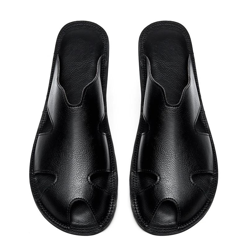Fashion Men's Casual Slippers New Design Male Leather Shoes Half Drag Versatile Ultra-light Sandals Men Flip-flops Quick Dry Beach Flats
