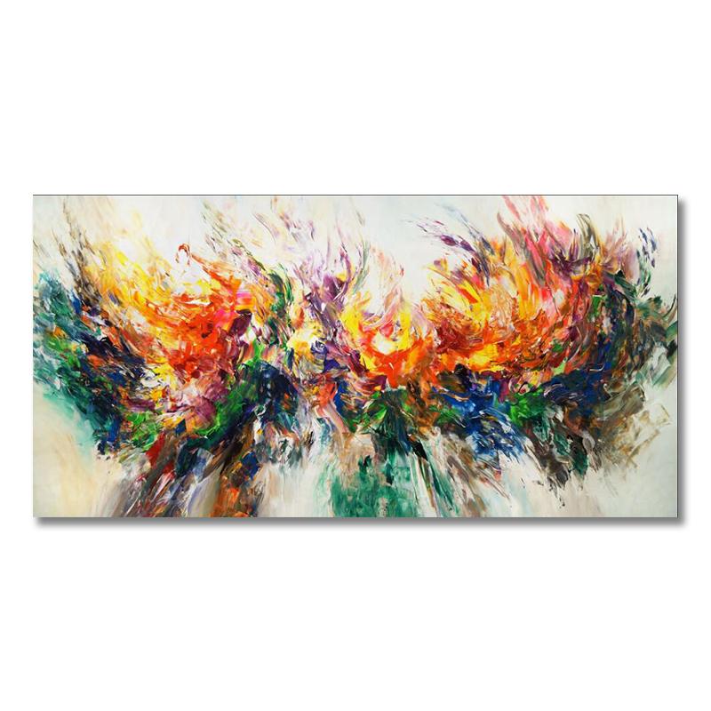 Wandkunst Bunte Wolken - Abstraktes Leinwandbild 25x52 Cm Für Wohnzimmer