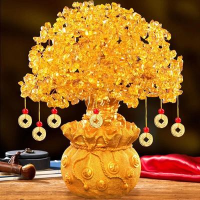 Goldener Glücksbaum Chinesischer Barren Kristall Glücksbaum Ornament Reichtumsornament Heim Büro Tischdekoration Tischplattenhandwerk