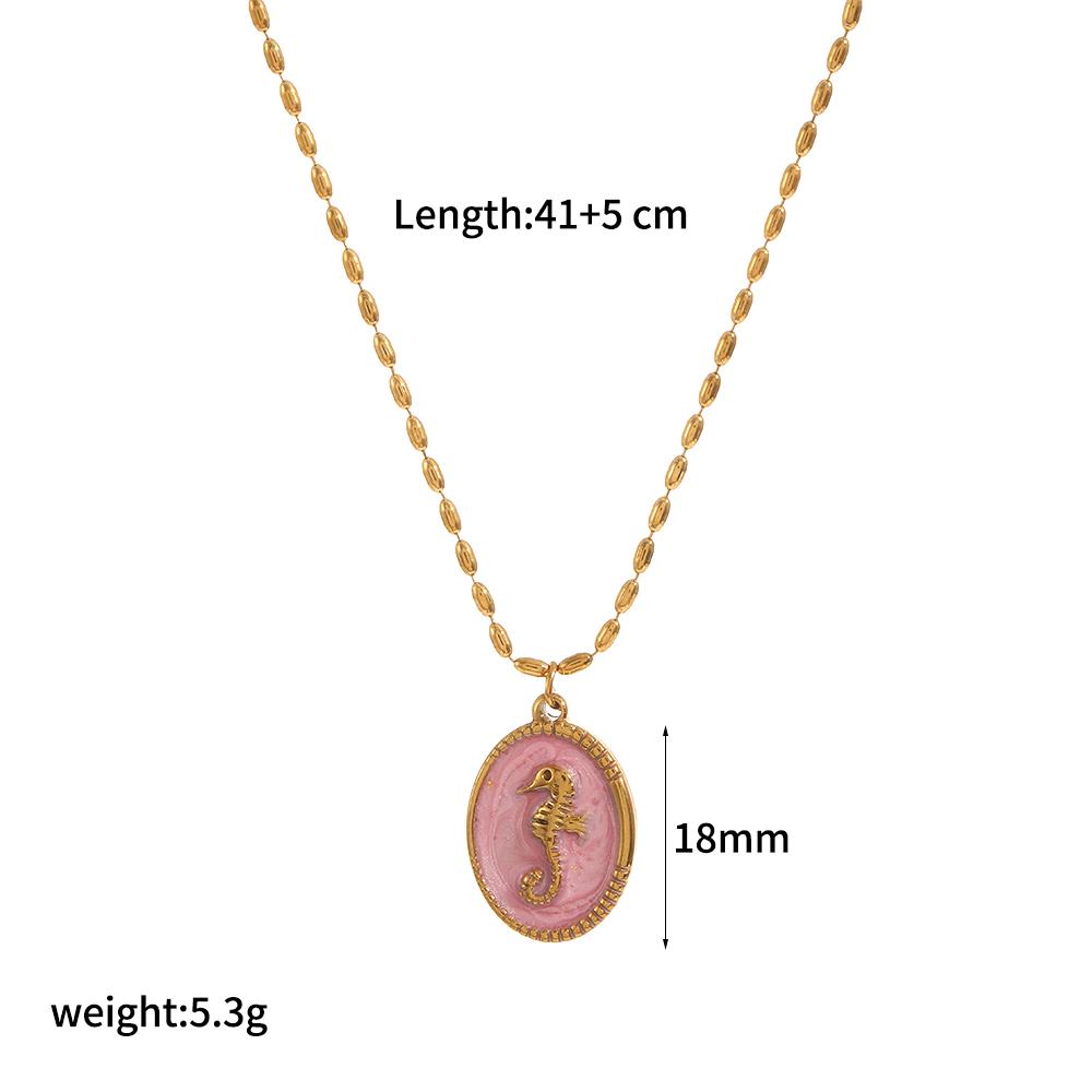

Fashion 18k Gold Plated Enamel Starfish Seahorse Pendants Necklace Gothic Stainless Steel DIY Jewelry Chains 45cm