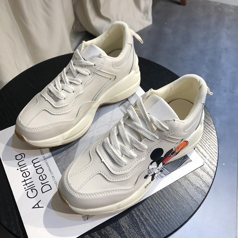 Women's Casual Sports Shoes Autumn New Round Head Splicing Front Lacing Anti-slip Wear-resistant Low-top Shoes