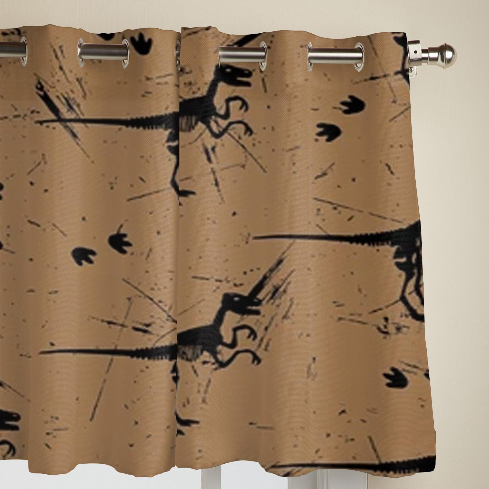 Занавеска на окно со скелетом динозавра для гостиной — фото 3