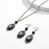 2Pcs Gothic Black Spider Pendant Choker Necklace Drop Earrings Women Vintage Adjustable Chain Halloween Accessories Jewelry Set
