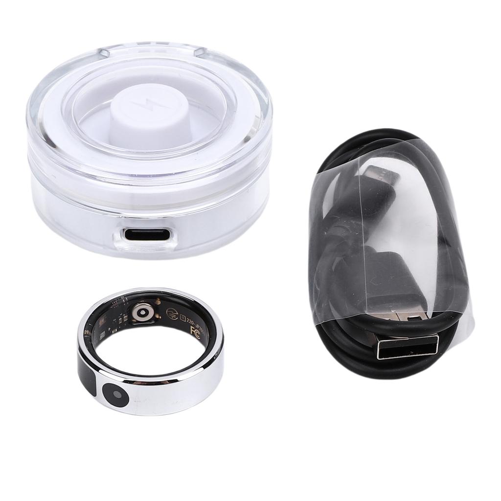 Smart Ring Fitness Tracker Men Women Touch Screen 5ATM Water Proof Health Exercise Record Steps with Charging Bay